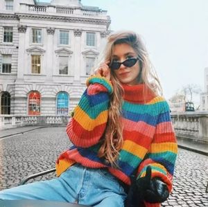 Rainbow Scoopneck Turtle Sweater
